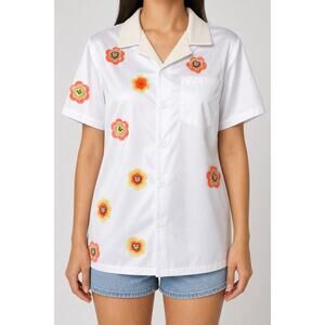 The Hideout Clothing RARE Zeventies Flower Shirt Womens S Festival Boho 70's